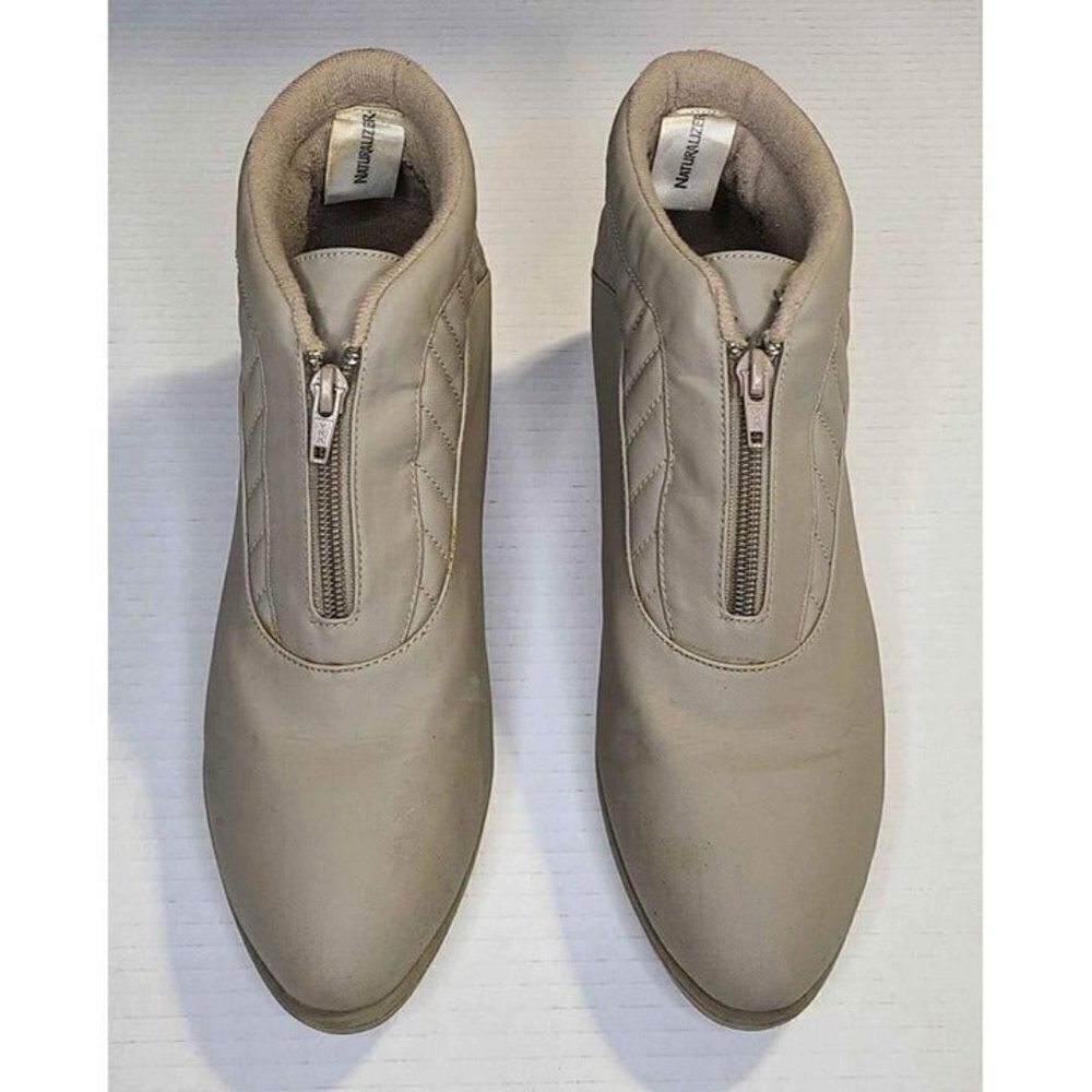 Naturalizer Womens Cold Weather Beige Front Zip Ankle Boots Size 11